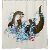 リバーオッターウォーターかわいい シャワーカーテン (正面)