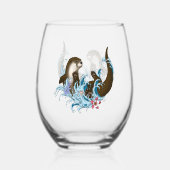 リバーオッターウォーターかわいい ステムなしワイングラス (裏面)