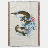 リバーオッターウォーターかわいい スローブランケット (正面縦)