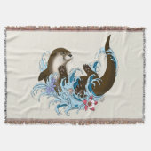 リバーオッターウォーターかわいい スローブランケット (正面)