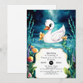 リバーカラフルスワン誕生日 招待状 (正面/裏面)