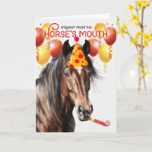 リバークォーターホースおもしろい誕生日 カード (黄色い花)