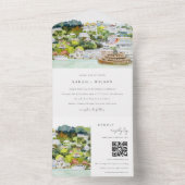 リバークルーズカントリー結婚ランドスケープのQRコード オールインワン招待状 (内側)