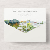 リバークルーズカントリー結婚ランドスケープのQRコード オールインワン招待状 (裏面)