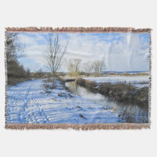 リバーサイドイングリッシュウィンターウォークパーソナライズされた- スローブランケット (正面)