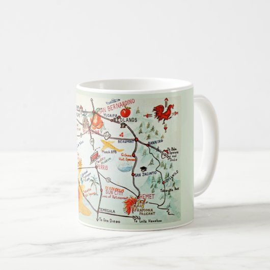 リバーサイドカラフル、手描きカリフォルニアマグ コーヒーマグカップ (正面右)