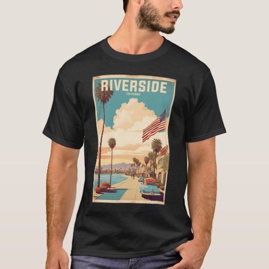 リバーサイドカリフォルニアアメリカヴィンテージ旅行観光 Tシャツ (正面)