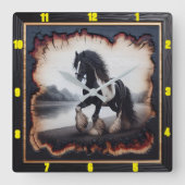 リバーサイドトロット：シャーレッド・ウッド・ジプシー・ヴァンナー スクエア壁時計 (正面)