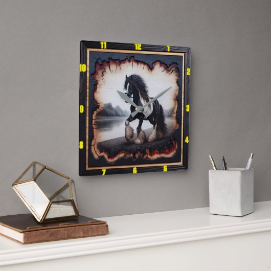 リバーサイドトロット：シャーレッド・ウッド・ジプシー・ヴァンナー スクエア壁時計 (オフィス)