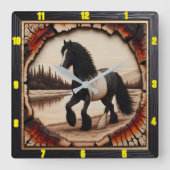 リバーサイドトロット：シャーレッド・ウッド・ジプシー・ヴァンナー スクエア壁時計 (正面)