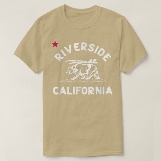 リバーサイドビーチカリフォルニアフラッグベアーサーフカヴィンタ Tシャツ (デザイン正面)