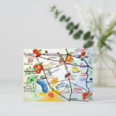 リバーサイド - カリフォルニア カラフル マップ ポストカード (スタンド正面)