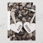 リバーサイ素朴ドビーチシーサイドピブル結婚ズ 招待状 (正面/裏面)