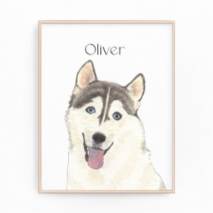 リバーシパーソナライズされたブルハスキー犬アート フォトプリント