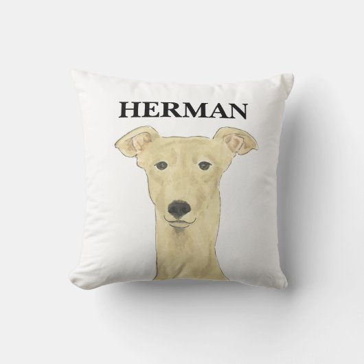 リバーシパーソナライズされたブルフェイウグレイハウンド犬 クッション (正面)