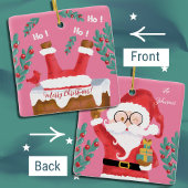 リバーシブルおもしろいピンクサンタオーナメント セラミックオーナメント