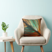 リバーシブルのオレンジおよびティール（緑がかった色）の軽いフラクタルの枕 クッション (椅子)