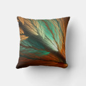 リバーシブルのオレンジおよびティール（緑がかった色）の軽いフラクタルの枕 クッション (裏面)