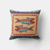 リバーシブルの民芸の鳥および魚のデザイン クッション (裏面)