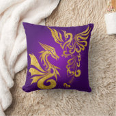 リバーシブルの風水フェニックス及びドラゴンの枕purp クッション (ブランケット)