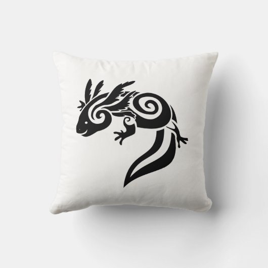 リバーシブルの黒い種族のアホロートルのメキシコ人のサンショウウオ クッション (裏面)