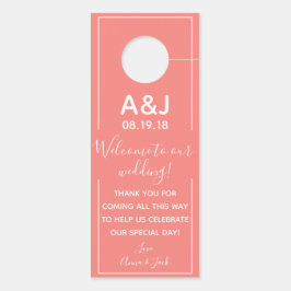 リバーシブルウェルカムコーラル結婚ズラベル ドアノブサイン