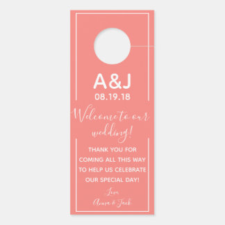 リバーシブルウェルカムコーラル結婚ズラベル ドアノブサイン