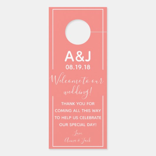 リバーシブルウェルカムコーラル結婚ズラベル ドアノブサイン (裏面)