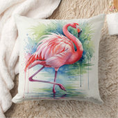 リバーシブルウォーターカラーフラミンゴピロー(2デザイン) クッション (ブランケット)