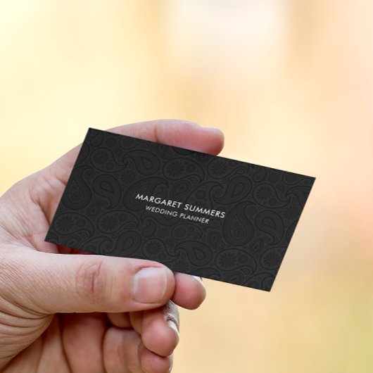 リバーシブルエレガントブラック&ホワイトペイズリーパターン 名刺