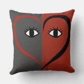 リバーシブルキュートレッドラブ顔ハート装飾用クッション クッション (裏面)