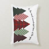 リバーシブルサンクスギビングクリスマスファームハウスプレイド アクセントクッション (正面(垂直))