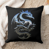 リバーシブルシルバー金属竜 クッション (ブランケット)