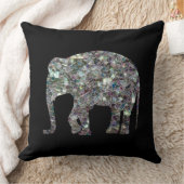 リバーシブルスパークリー銀モザイク象PLdesign クッション (ブランケット)