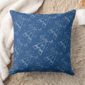 リバーシブルネイビーとベビーブルーのトライバルテペ枕 クッション (ブランケット)