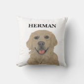 リバーシブルパーソナライズされたゴールデンレトリバードッグ クッション (正面)