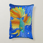 リバーシブルパーソナライズされたシーシェル青オレンジ アクセントクッション (裏面(縦))