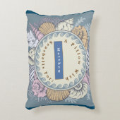 リバーシブルパーソナライズされたシーシェル青オレンジ アクセントクッション (正面(垂直))