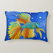 リバーシブルパーソナライズされたシーシェル青オレンジ アクセントクッション (裏面)