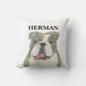 リバーシブルパーソナライズされたブリンドルイングリッシュブルドッグ クッション (正面)