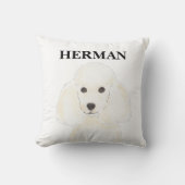 リバーシブルパーソナライズされたホワイトプードル クッション (正面)