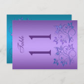 リバーシブルパープルとブルーのフローラテーブル番号 ポストカード (正面/裏面)