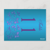 リバーシブルパープルとブルーのフローラテーブル番号 ポストカード (裏面)