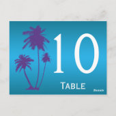 リバーシブルパープルとブルーのフローラテーブル番号 ポストカード (裏面)