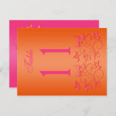 リバーシブルピンクとオレンジのフローラテーブル番号 ポストカード (正面/裏面)