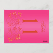 リバーシブルピンクとオレンジのフローラテーブル番号 ポストカード (裏面)
