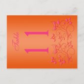 リバーシブルピンクとオレンジのフローラテーブル番号 ポストカード (正面)