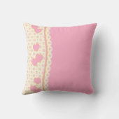 リバーシブルピンクとホワイトアイレットのハート枕 クッション (裏面)