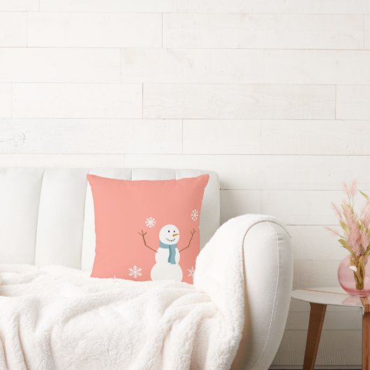 リバーシブルピーチ雪だるまクリスマス装飾用クッション クッション (ソファ)
