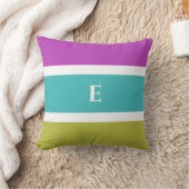 リバーシブルブライトストライプイニシャルモダンモノグラム クッション (ブランケット)
